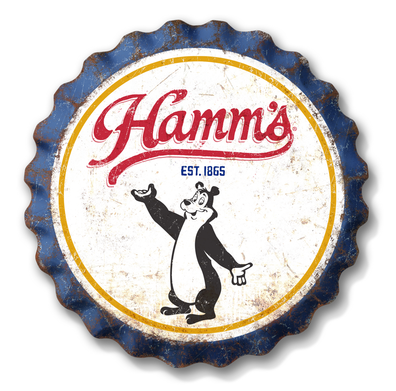 Hamm's Bear Weathered Bottle Cap-18"Dia. Sign