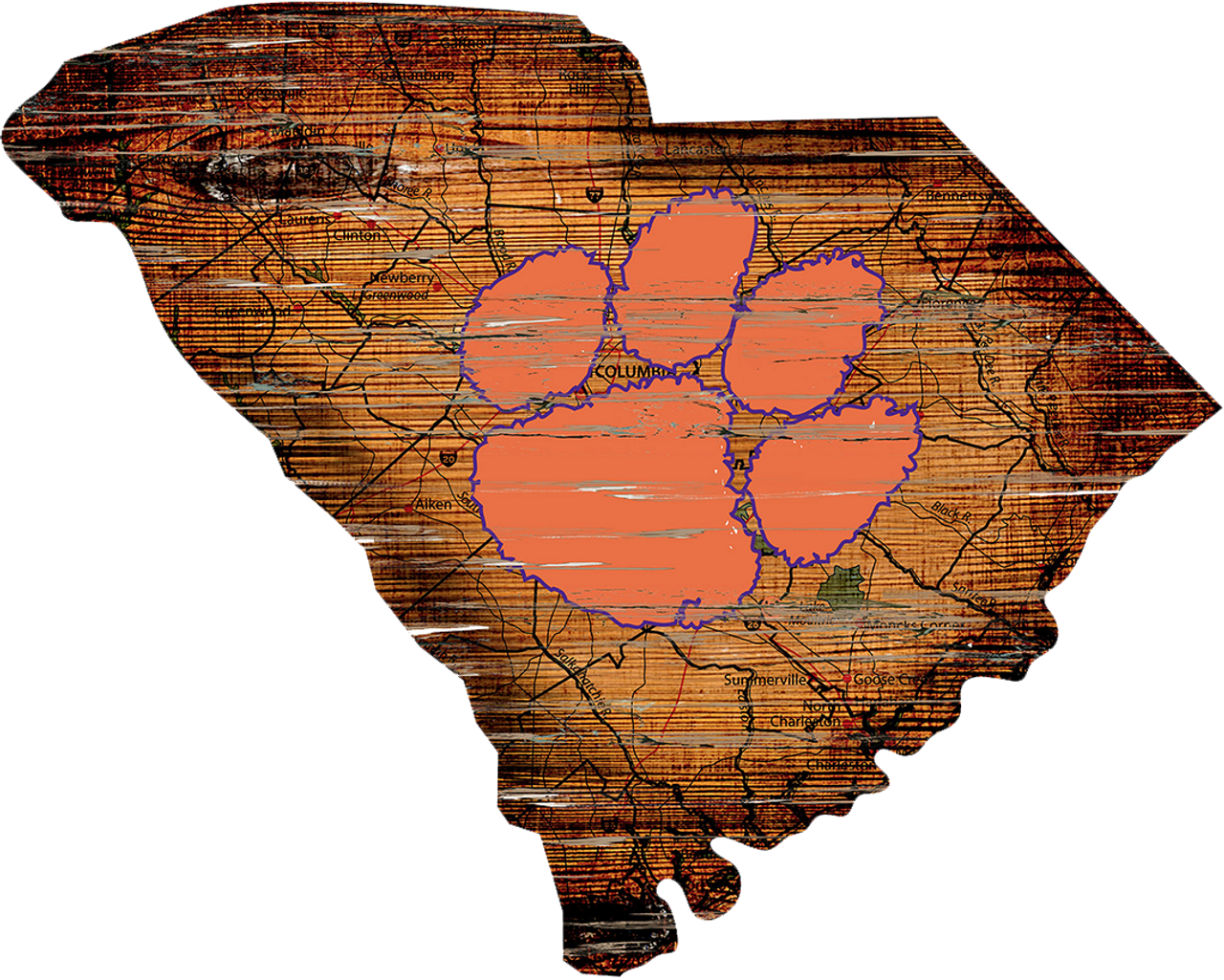 24" MDF State - Clemson Sign