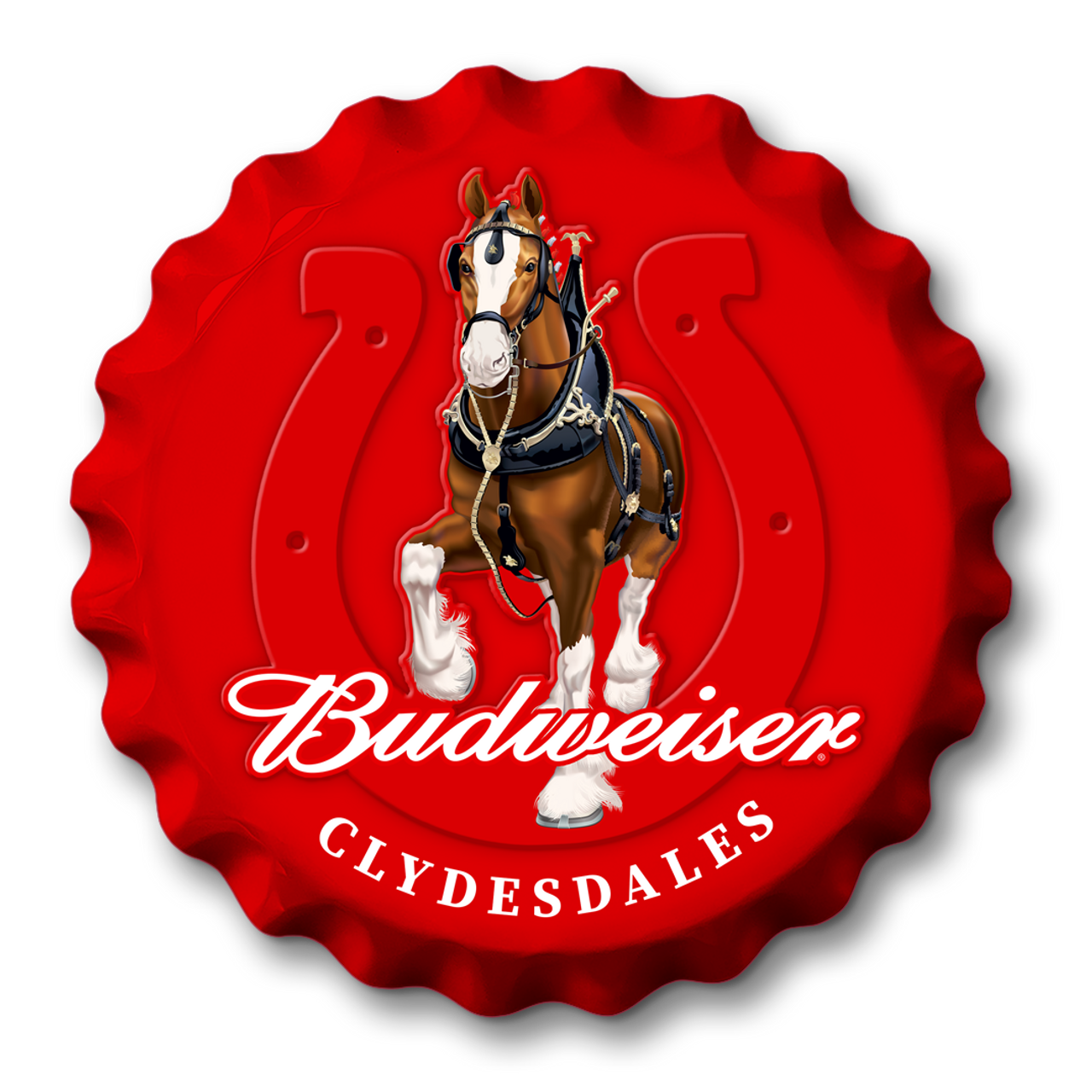 Bud Clydesdale Bottle Cap 18"Dia. Sign