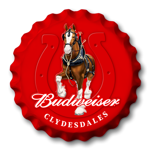 Bud Clydesdale Bottle Cap 18"Dia. Sign