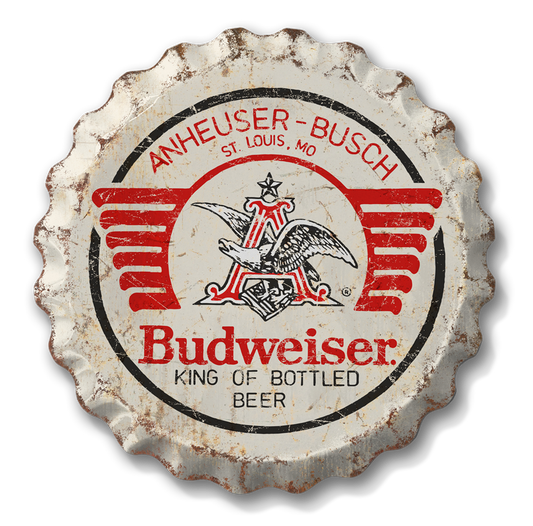 Budweiser Weathered Bottle Cap-18"Dia. Sign