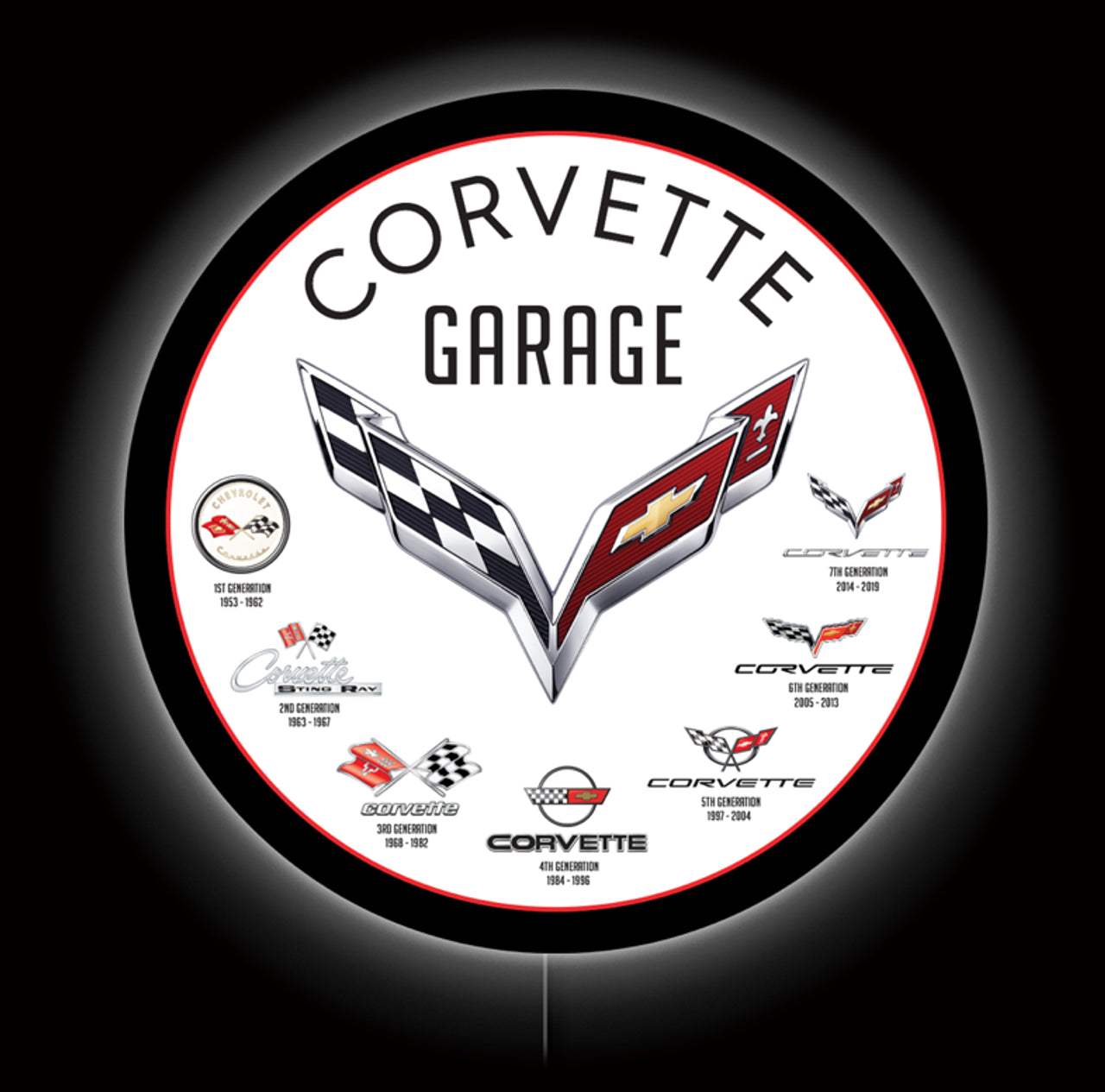 23" LED - Corvette Flags Metal Sign