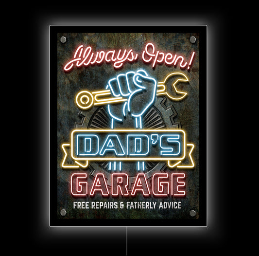 LED Dad's Garage Chevy Metal Sign