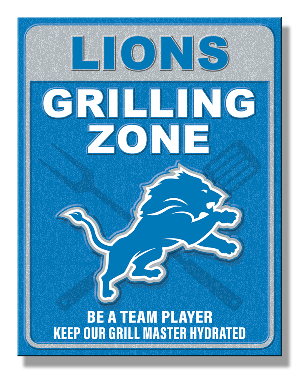 Detroit Lions Grilling Zone Metal Sign