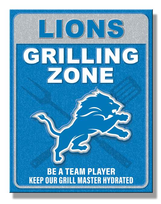 Detroit Lions Grilling Zone Metal Sign