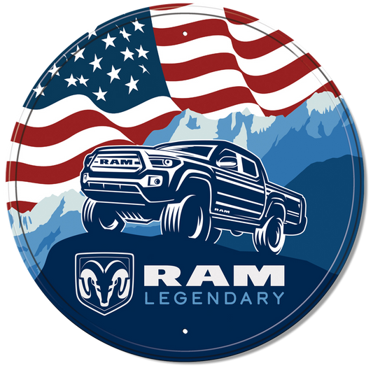 RAM Legend Round Metal Sign