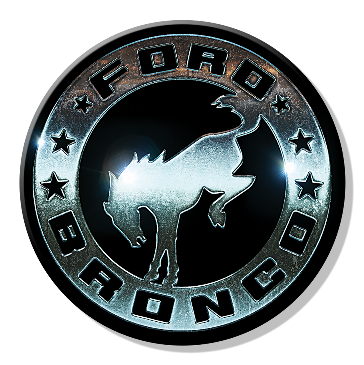 Magnet: Bronco Badge Round Metal Sign