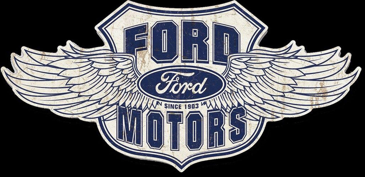 Ford Winged Logo- 32.375"H x 15.5"W Metal Sign