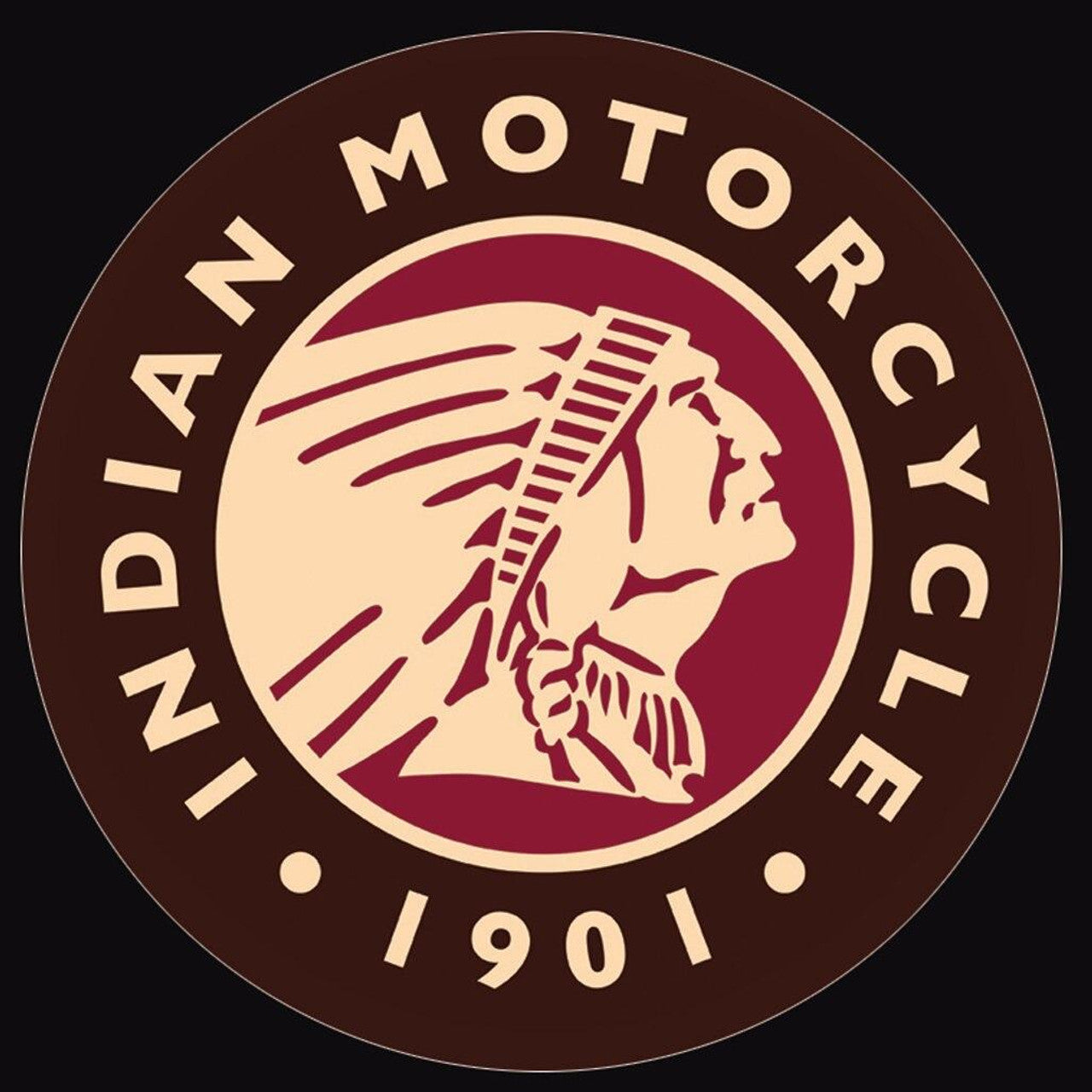 Indian Logo Round 1901 - Aluminum Embossed Metal Sign