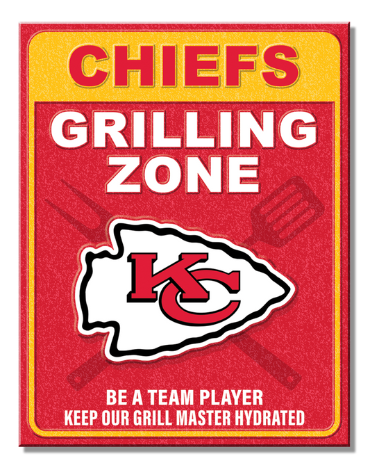 Kansas City Chiefs Grilling Zone Metal Sign