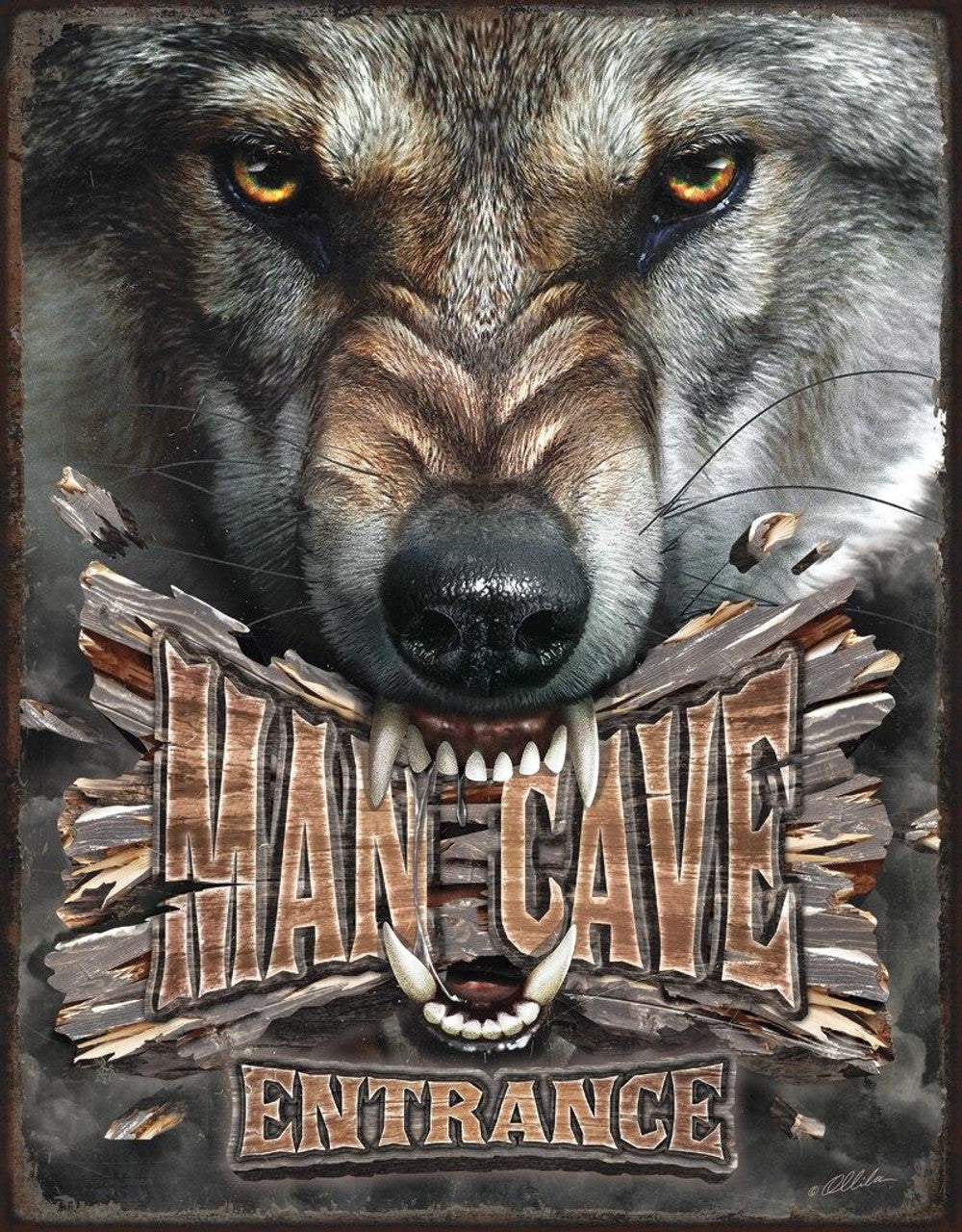 Man Cave Wolf Sign