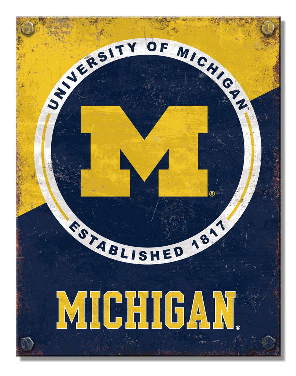 NCAA MICHIGAN Two Tone Sign