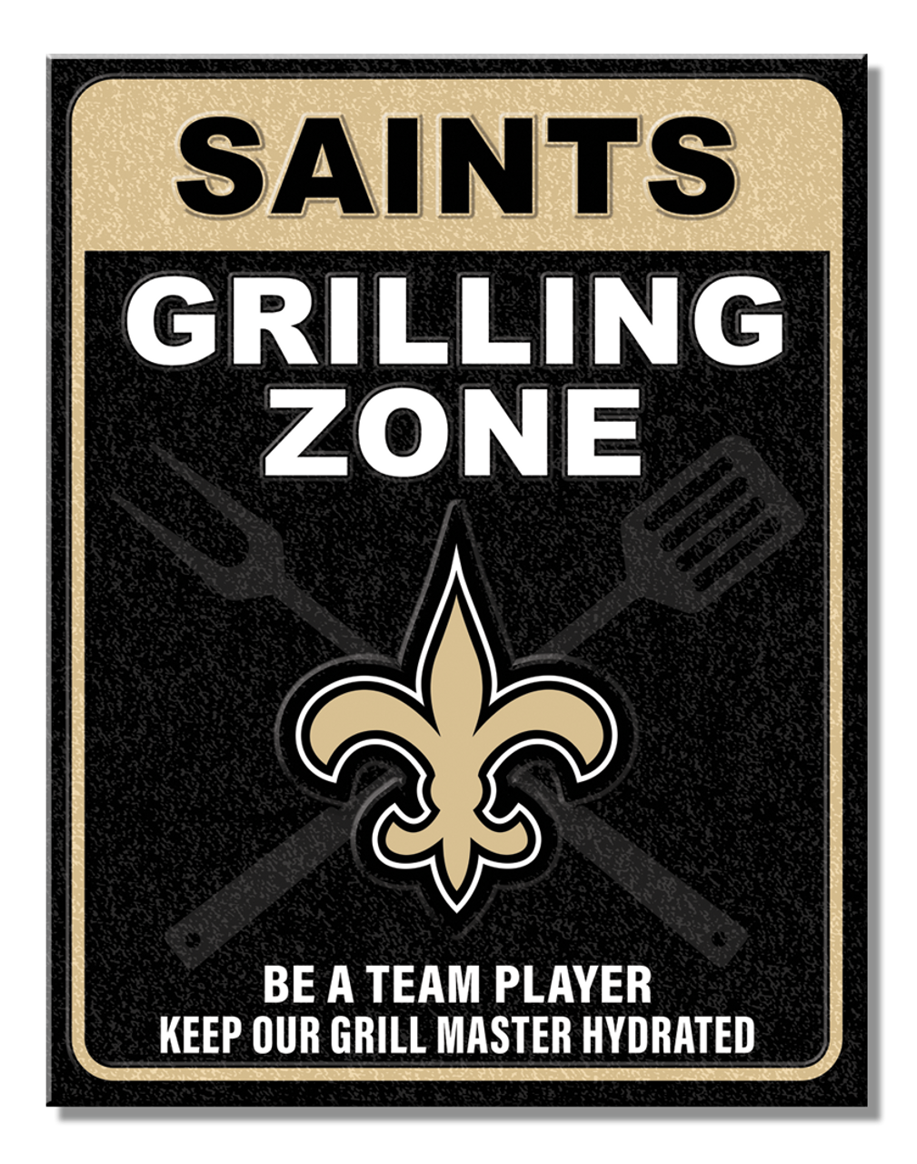 New Orleans Saints Grill Zone Metal Sign