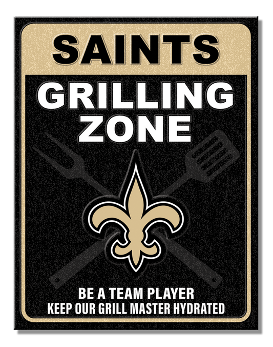 New Orleans Saints Grill Zone Metal Sign