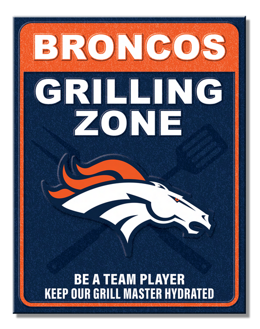 Denver Broncos Grill Zone Metal Sign