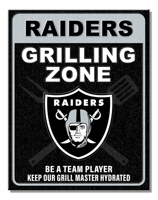 Las Vegas Raiders Grill Zone Metal Sign