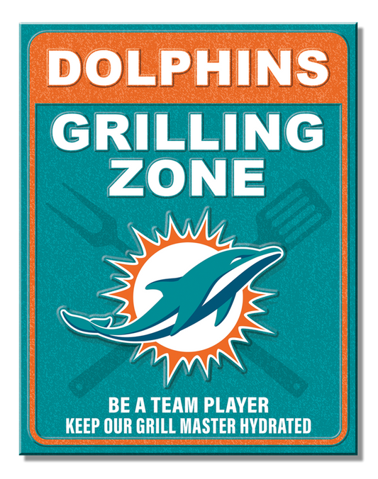 Miami Dolphins Grill Zone Metal Sign