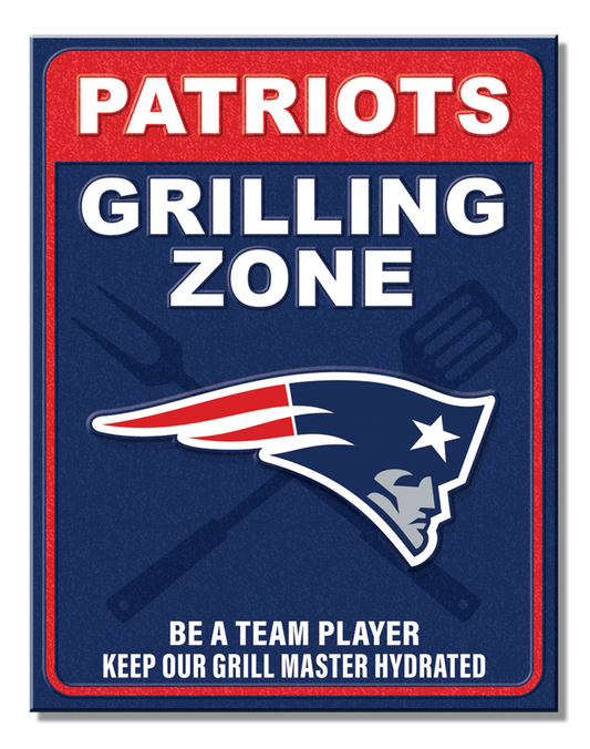 New England Patriots Grill Zone Metal Sign