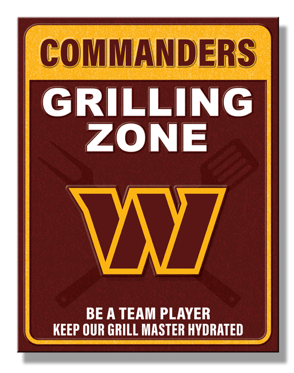 Washington Commanders Grilling Zone Metal Sign