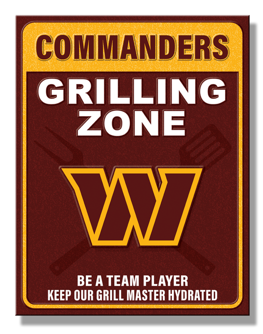 Washington Commanders Grilling Zone Metal Sign